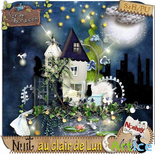 Scrap - Nuit au Clair de Lune PNG and JPG Files