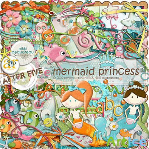 Scrap - Mermaid Princess PNG and JPG Files