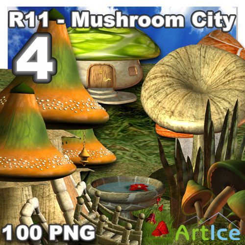 Mushroom City - 4 PNG Files