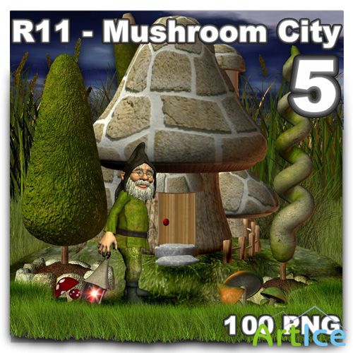 Mushroom City - 5 PNG Files