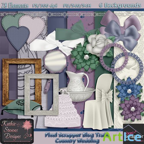 Scrap Country Wedding Kit JPG and PNG Files