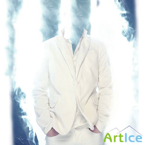 Шаблон мужской - В дыму в белом костюме