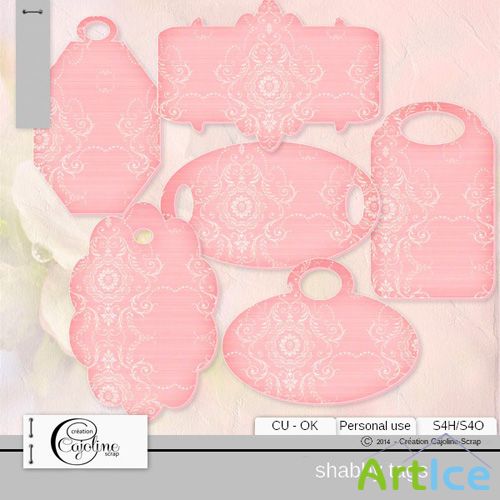 6 Shabby Tags PNG Files