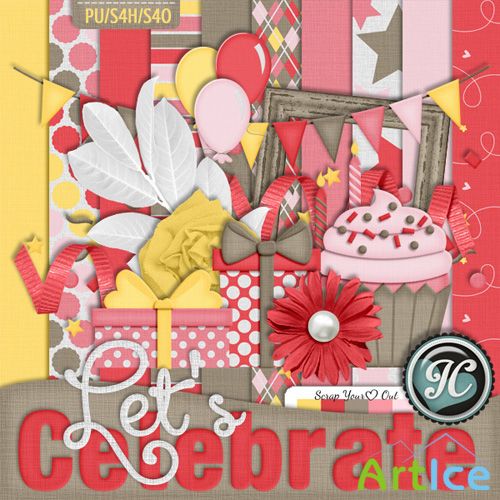 Scrap - Lets Celebrate Kit PNG and JPG FIles