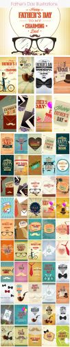 50 Father's Day Vector Illustrations Bundle