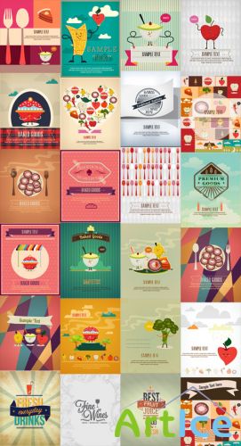 25 Food and Drink Vector Illustrations Set 1