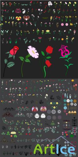 200 Vintage Floral Vector Clipart