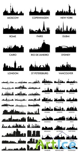 Vector Cities Silhouettes Set