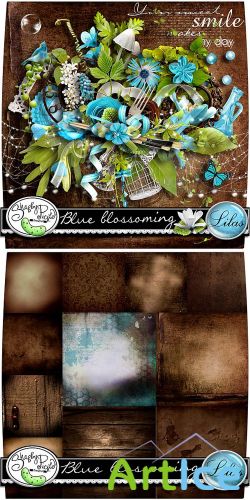 Blue Blossoming Scrap PNG and JPG Files