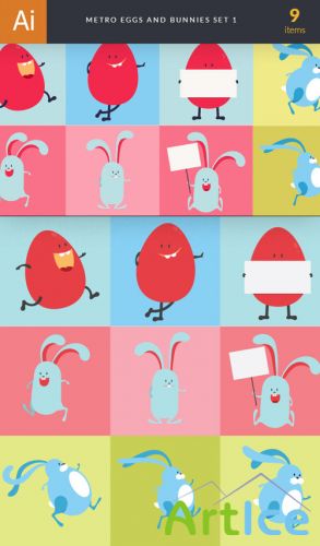 Designtnt - Metro Eggs and Bunnies Set 1