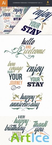 Common Phrases Typography Vector Illustrations Pack 2