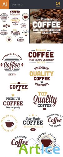 Coffee Typographic Vector Elements Set 2