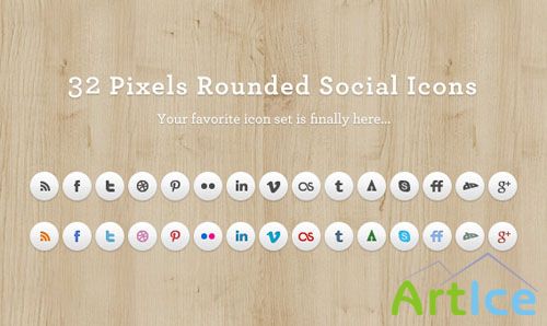 32 Pixels Rounded Social Media Icons