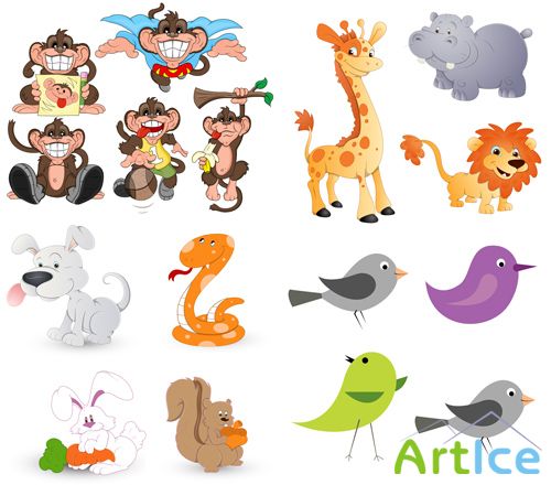 Cartoon Animals Vector Set and ABR