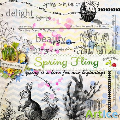 Spring Fling Stamp PNG Files