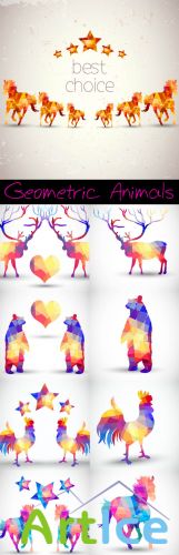Silhouettes of Animals Absract Geometric Vector Patterns