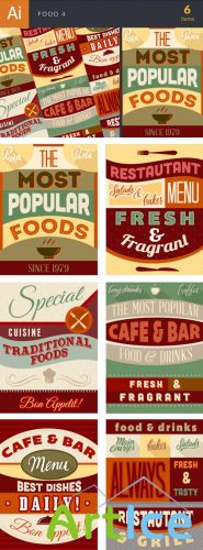 Food Typographic Vector Illustrations Pack 4