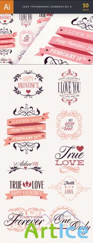 Love Typography Vector Elements Set 6