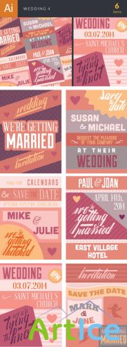 Wedding Typography Badge Vector Illustrations Pack 4