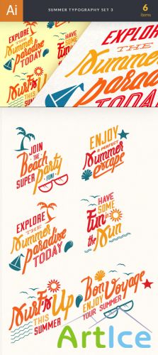 Summer Typography Vector Illustrations Pack 3