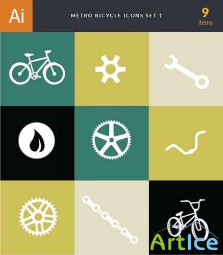 Metro Bicycle Shop Vector Icons 1
