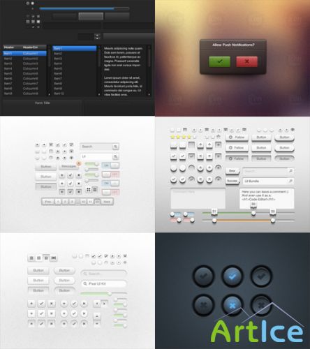 6 Web Ui Kits and Elements Collection PSD