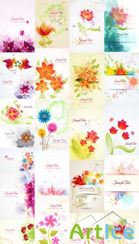 24 Vector Floral illustrations Set 2