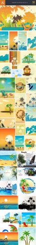 50 Summer Vector Illustrations Bundle