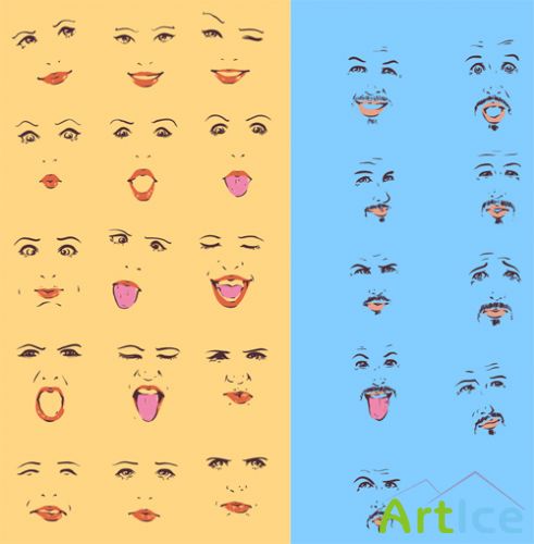 Vector Male and Female Expressions