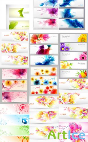 Floral Vector Banners Set
