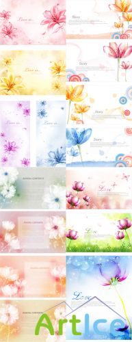 Vector Backgrounds - Fantasy Love Flowers