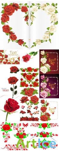Set of Red Roses Vector Design