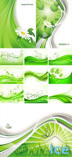 Green Abstract Floral Vector Backgrounds