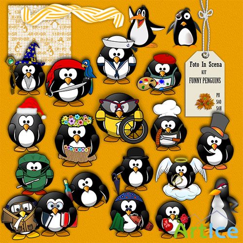 Scraop - Funny Penguins PNG and JPG