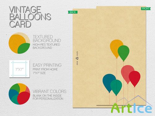 CreativeMarket - Vintage Balloons Card 20965