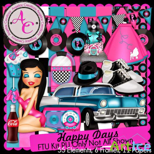 Scrap - Happy Days Kit JPG and PNG