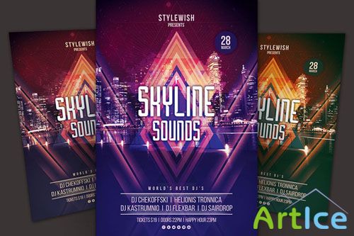 CreativeMarket - Skyline Sounds Flyer 23074