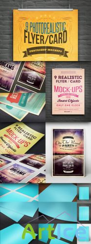 Realistic Flyer/Card Mock-Ups Vol.1 - CreativeMarket