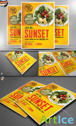 CreativeMarket - Cafe Sunset Poster Template