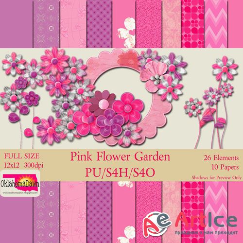 Scrap - Pink Flower Garden PNG and JPG