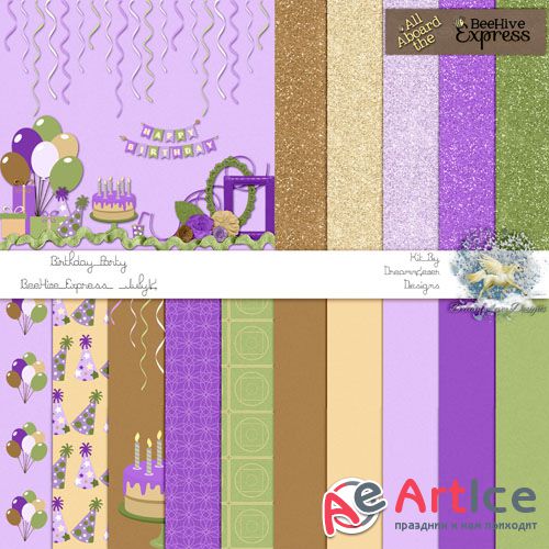 Birthday Party Scrap JPG and PNG Kit