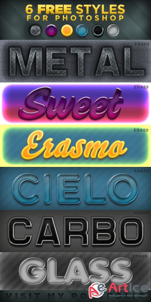 Colored Text Effects Photoshop Layer Styles #2