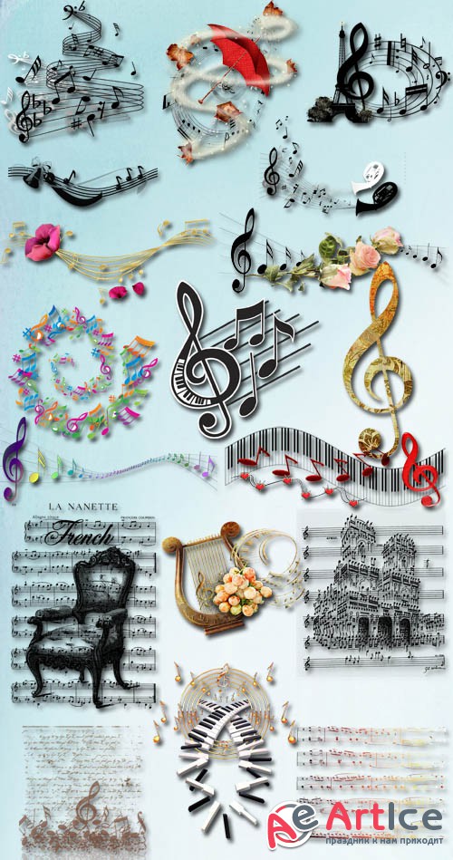 Musical Notation and Composition With Notes PNG Files