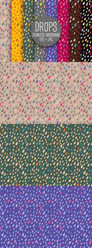 Drops Seamless Background Bright Vector Set