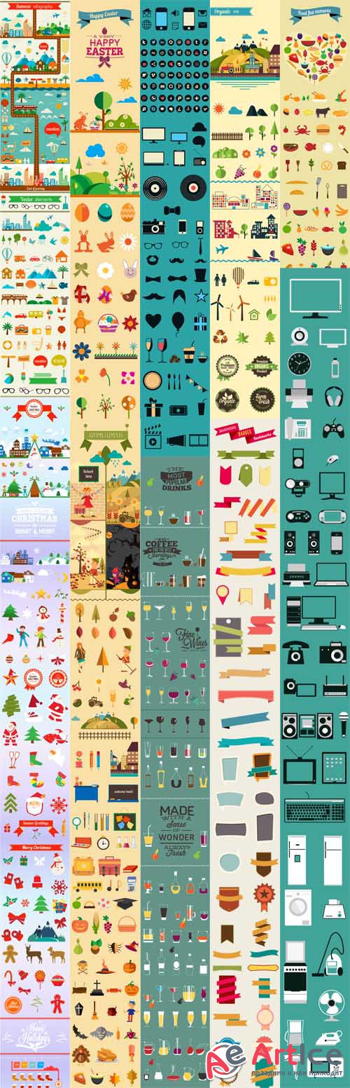 Flat Vector Elements Collection for Graphic Designers