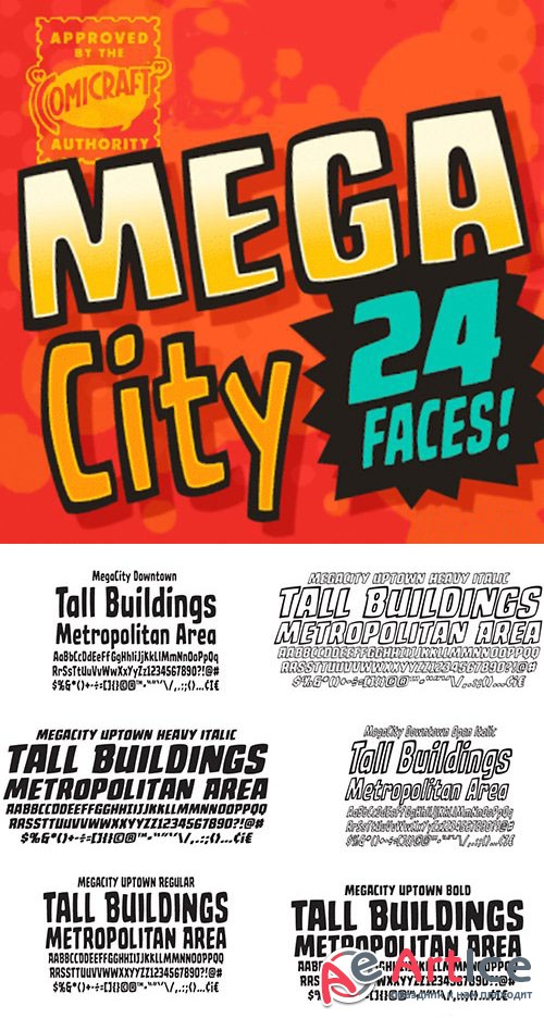 Mega City Font Family - 24 Fonts $79