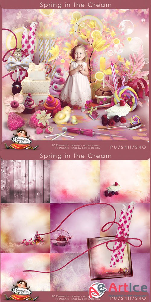 Scrap - Spring in the Cream JPG and PNG