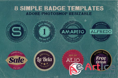 8 Retro/Vintage Style and Simple Badge Templates