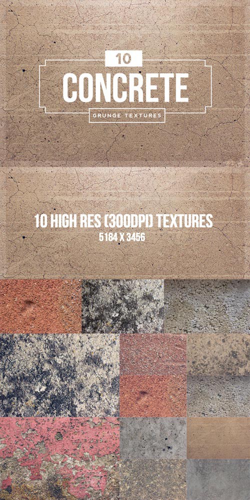 10 Concrete Grunge Textures Set