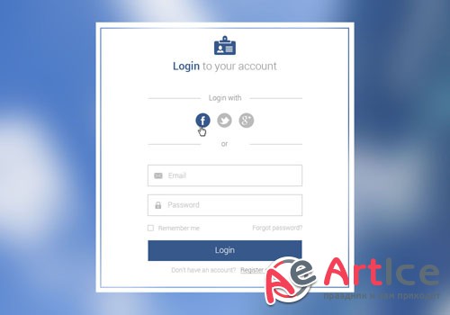 Flat Login Form PSD Template